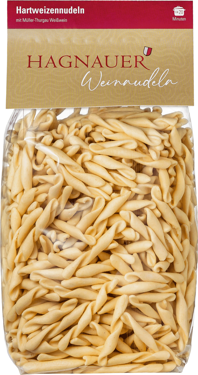 Weinflasche - Weinnudeln 'Strozzapreti' mit Hagnauer Müller-Thurgau 500g