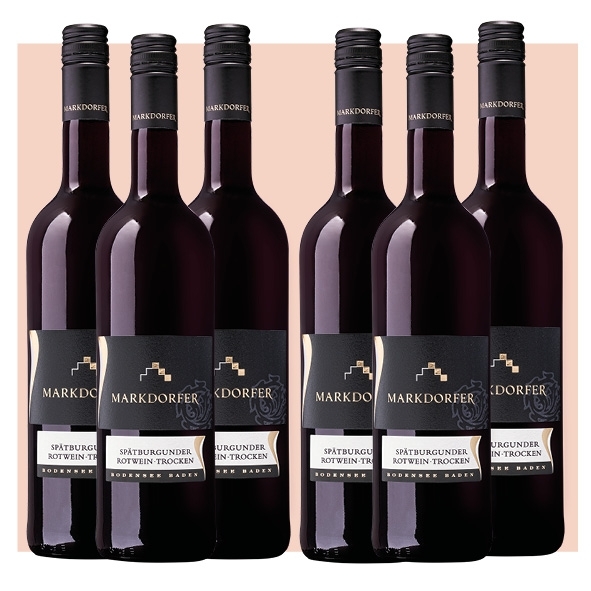 Weinflasche - 6 Fl Spätburgunder Rotwein trocken - Markdorfer Box- versandkostenfrei